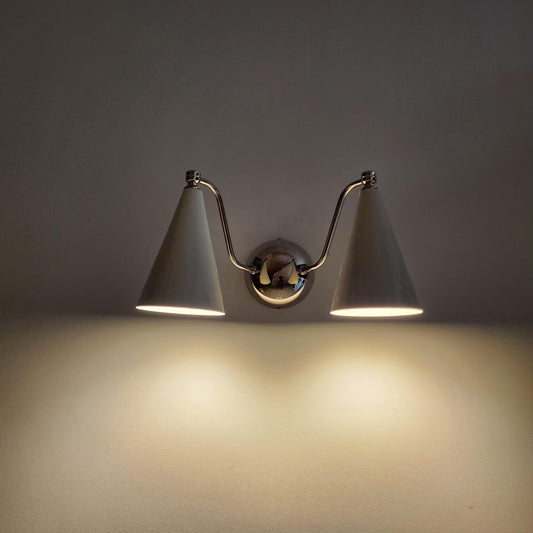 Handcrafted Double Sconce | Mid-Century Italian Brass Wall Lamp