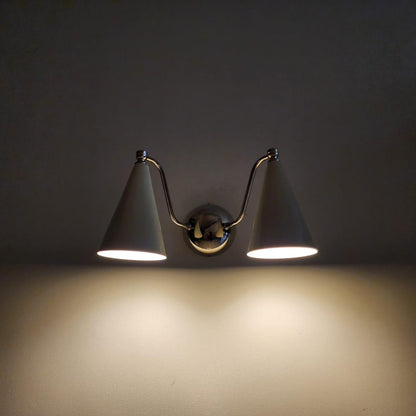 Handcrafted Double Sconce | Mid-Century Italian Brass Wall Lamp