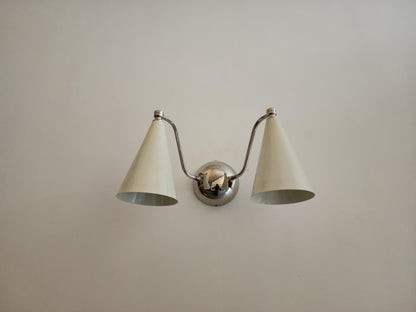Handcrafted Double Sconce | Mid-Century Italian Brass Wall Lamp