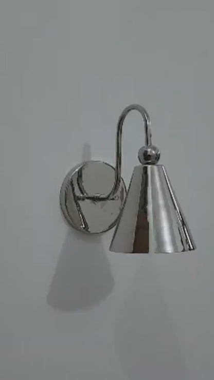 Handcrafted Single Light Mid-Century Brass  wall Lamp for Living Area, Unique Handmade Brass Wall Sconce light fixture