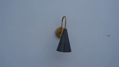 Mid-Century Brass Sconce Handcrafted Brass Wall Lamp