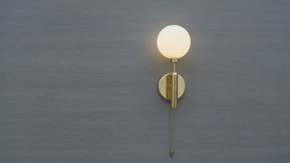 Modern Wall Sconce,  Brass Wall Sconce, Minimalist Wall Sconce, Milk Glass Wall Light , Contemporary Wall Light, Unique Wall Light
