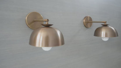 Pair of Vintage Wall Sconces - Industrial Brass Wall Lights - Adjustable Swing Arm - Bedroom, Hallway Lighting - Edison Bulb Compatible