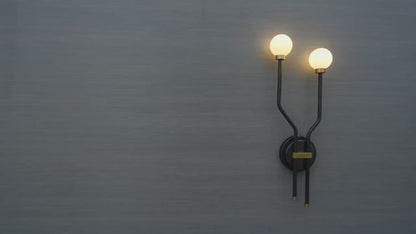 Two Light Brass Arm Sputnik Wall Sconce Beside Wall Lamp Glass Globe Sconce